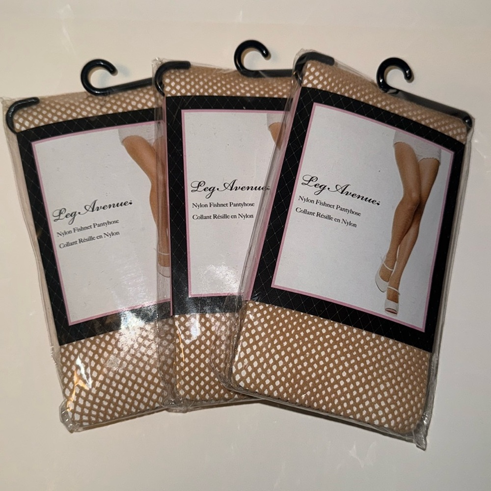 Nude fishnet, pantyhose, knee and package -3pairs